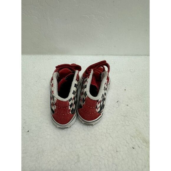 Vans SK8 Mid Reissue V Red Checkered Hook/Loop Sneakers Kids Toddler Size 7 - Picture 3 of 6